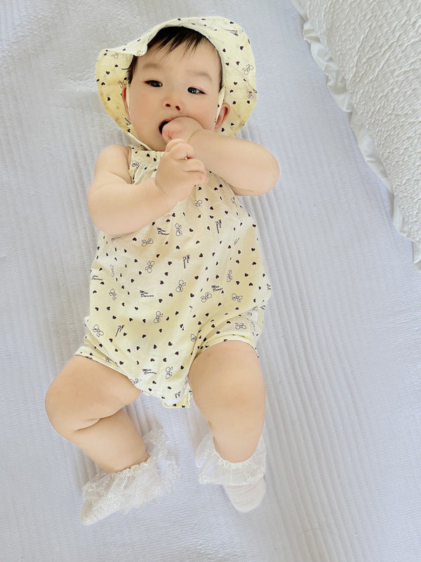 Summer Thin Sweet Floral Jumpsuit Pure Cotton Tied Romper Jumpsuit, Climbing Suit