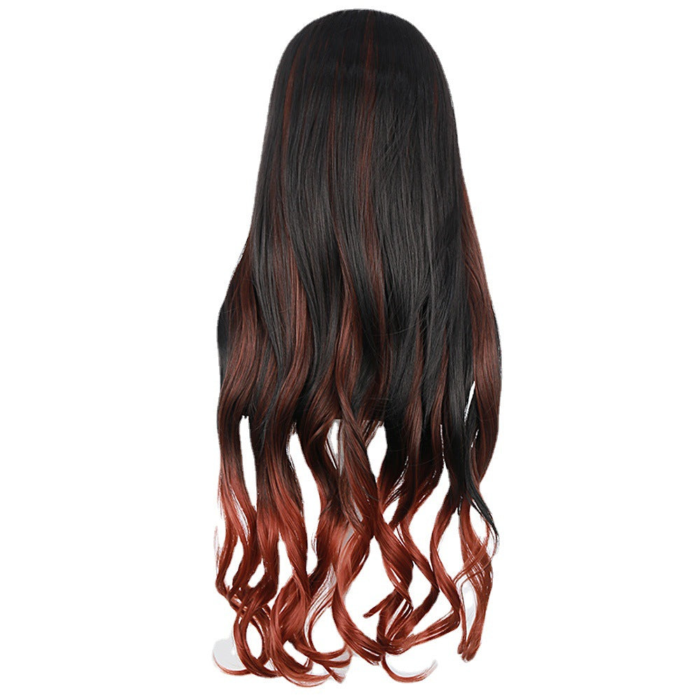 Anime Stove Door Dyed Gradient Long Hair Head Cos Wig