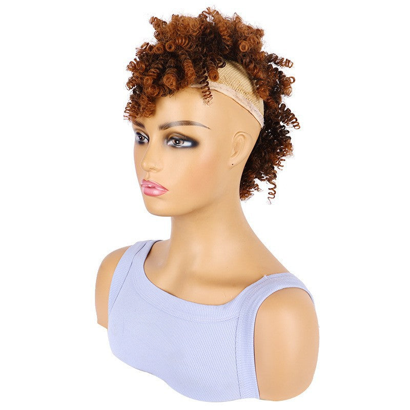 Dried African Small Curly Short Hair Wig Ponytail