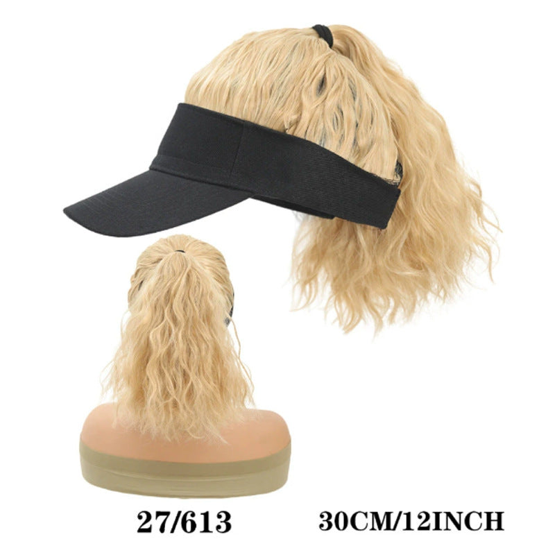 Women's Hat All-in-one Fashion Trendy Corrugated Curly Hair Air Top Wig Ponytail