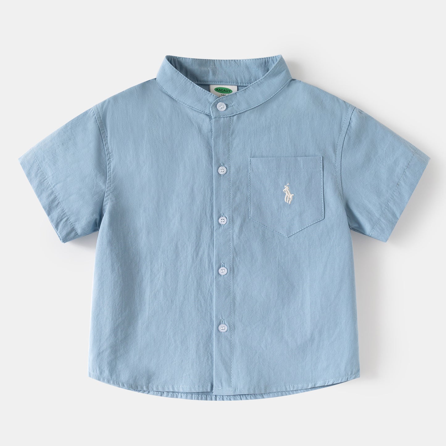 Clothing Summer Top Embroidered Solid Color Stand Children's Shirt