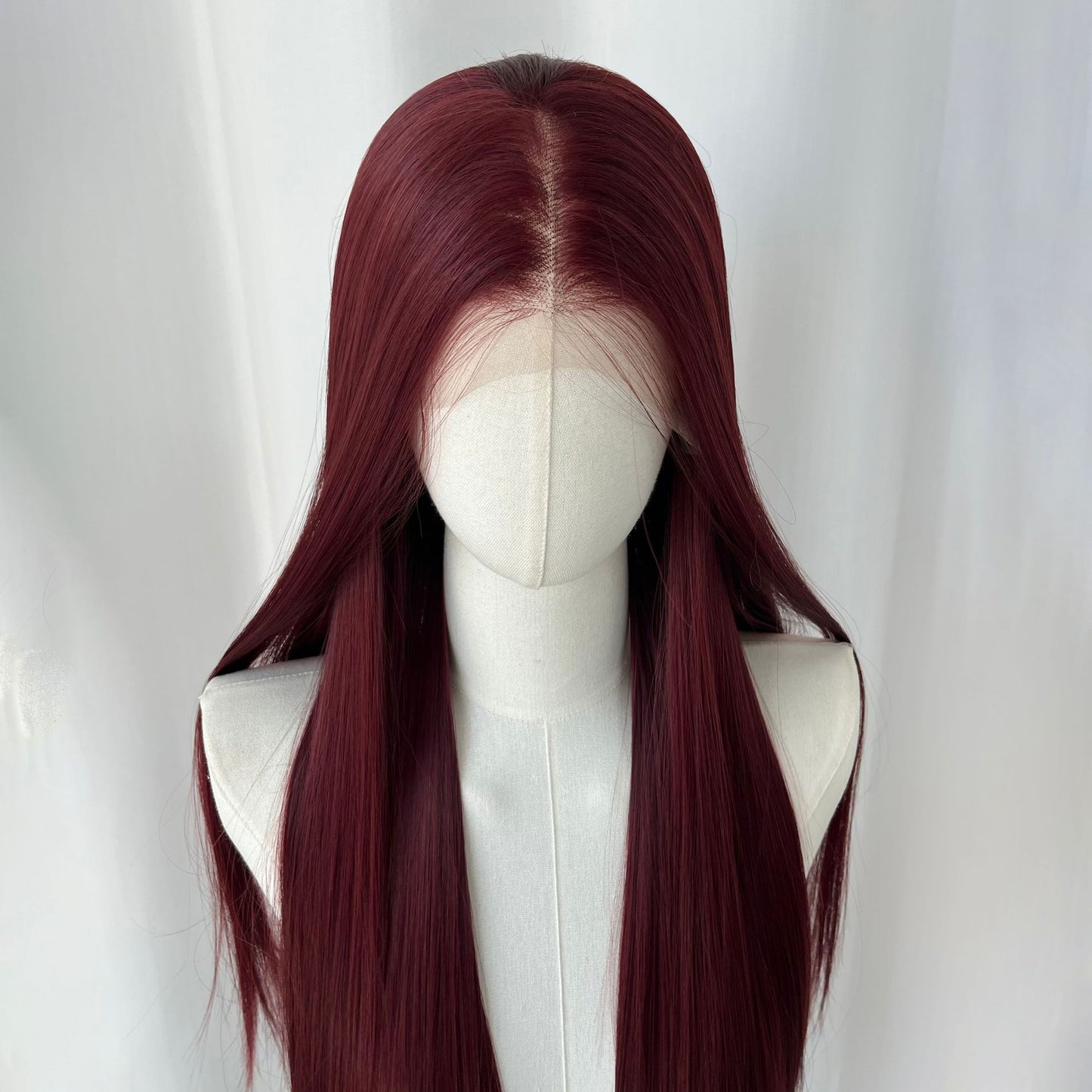 Red Universal Head Cover Hair Embryo Long Straight Wig