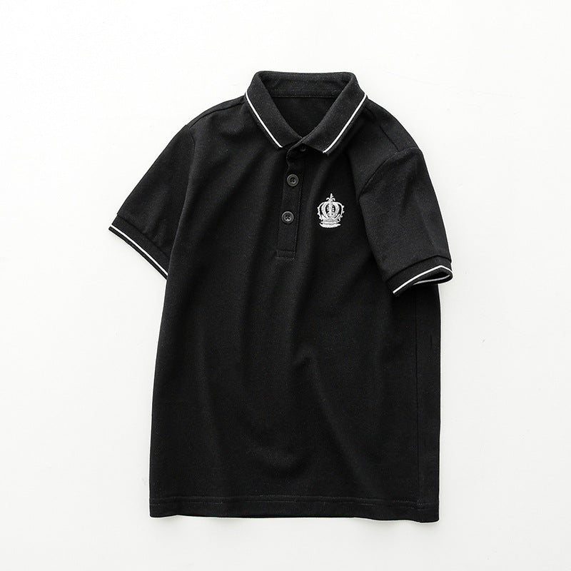 Children's Summer Korean Style Short-sleeved Medium Big Cotton Shirt Polo Children's T-shirt