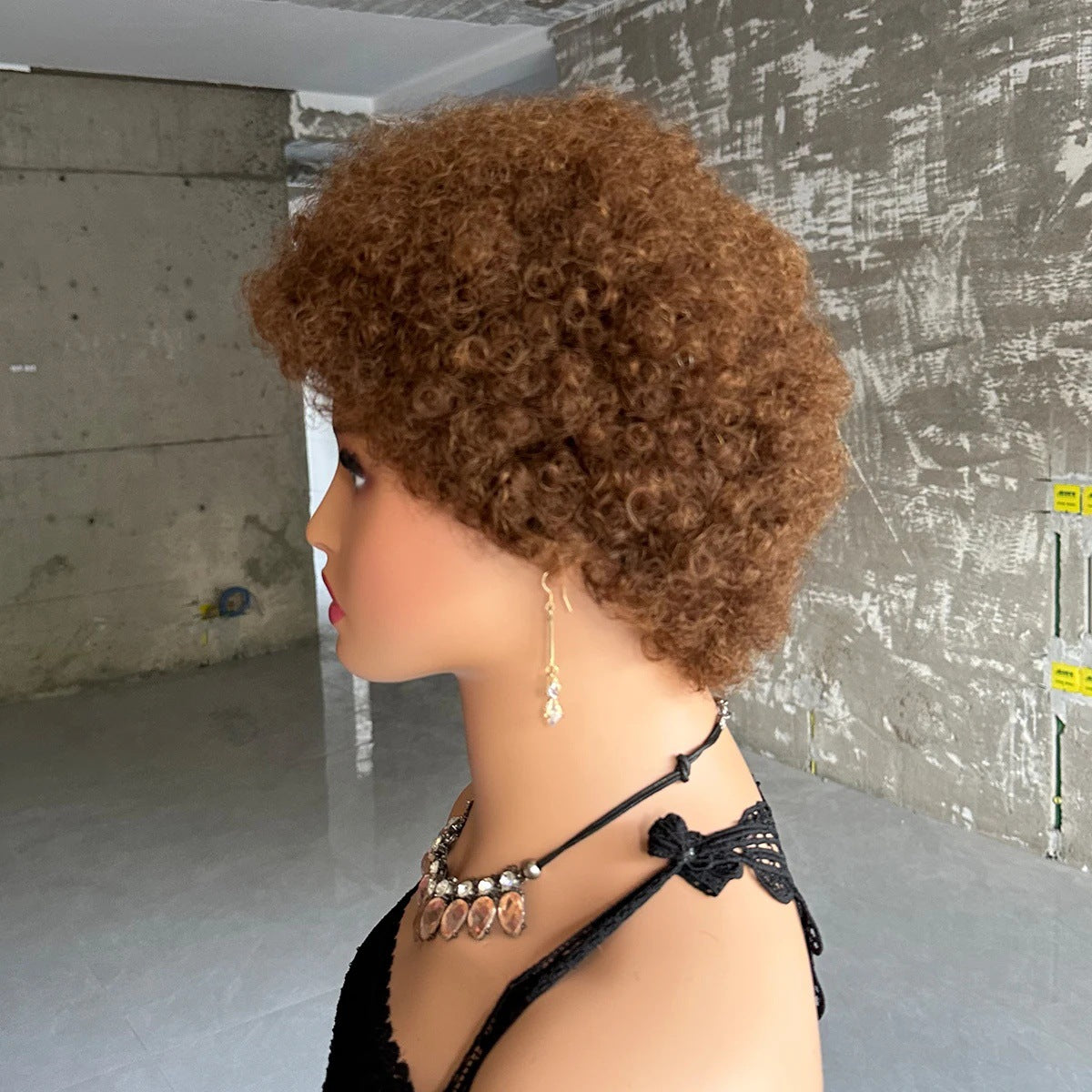Trendy Creative Human Afro Curly Short Real Hair Wig