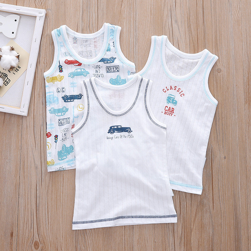 Distribution Jacquard Knit Breathable Bottoming Home Boys Vest Short Sleeve Children's T-shirt