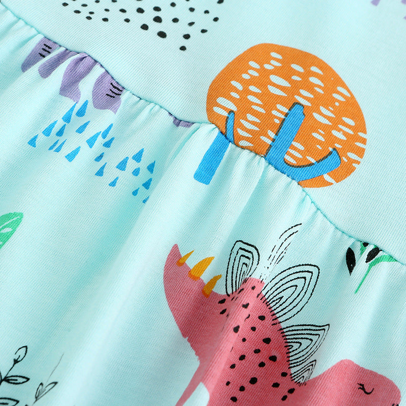 Children's Summer Princess Cartoon Printed Knitted Cotton Children's Dress