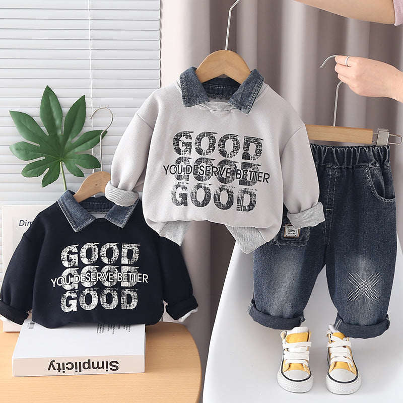 Children's Fried Street Fashion Trendy Spring Western Style Two-piece Children's Suit