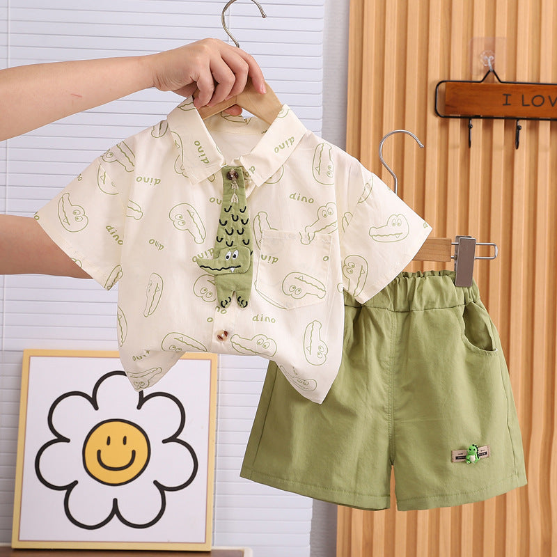 Children's Summer Clothes Blouse Short-sleeved Two-piece Trendy Children's Suit