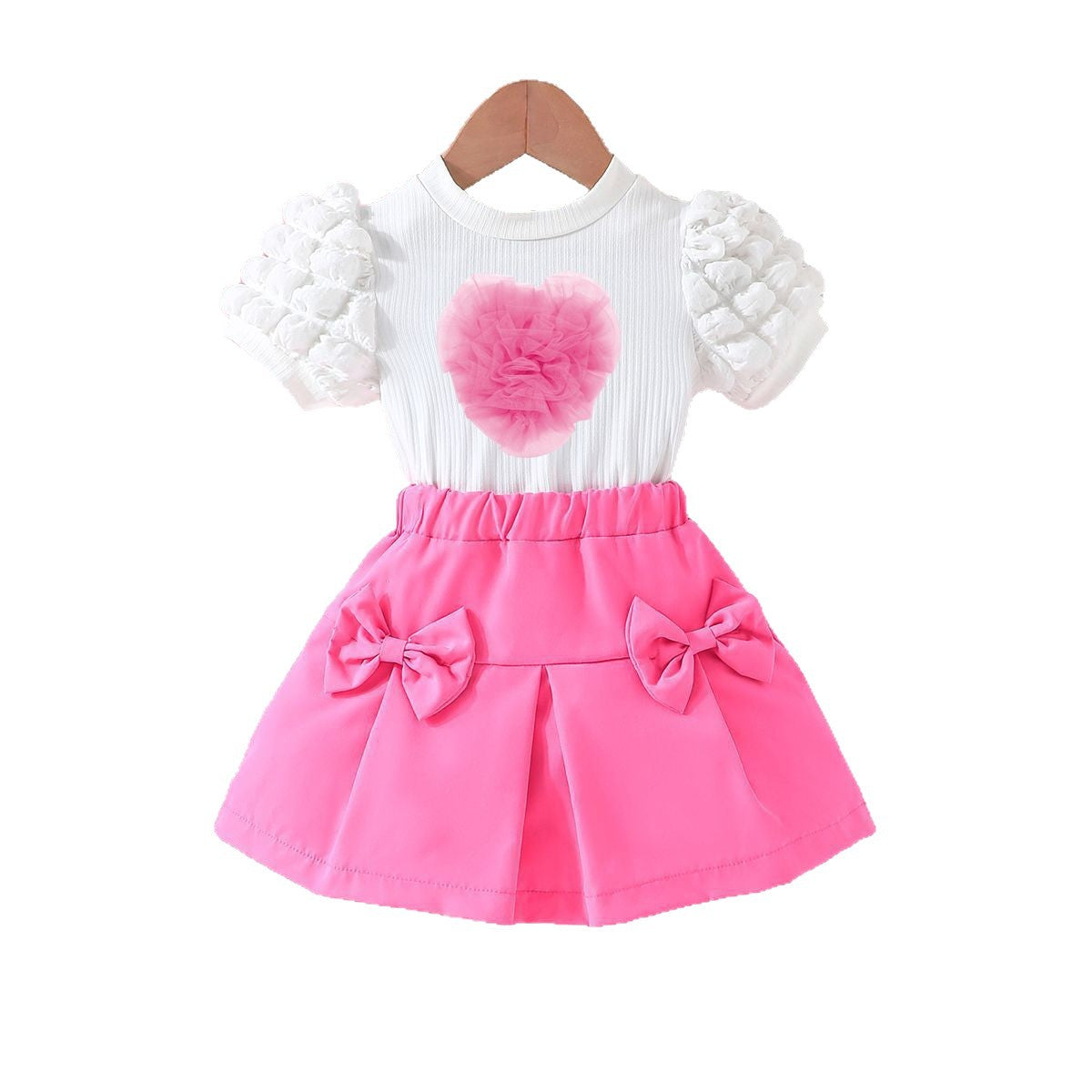Puff Short Sleeve Coat Order Love Heart Bow Tie Children's Suit