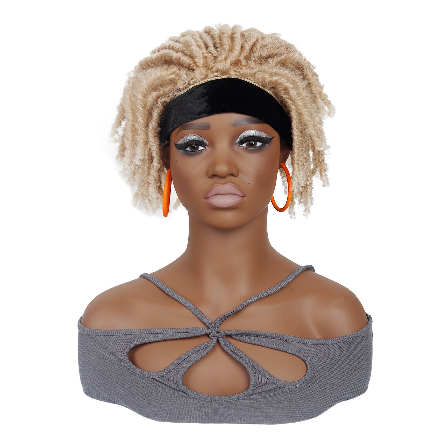 Women's Explosion Head Cover African Tube Qu Hollow Curler Wig Short Curly Hair