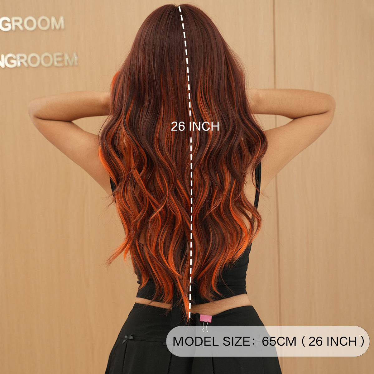 Painting Dyed Fashion Female Bangs Colorful Flame Orange Curly Wig Long Curls