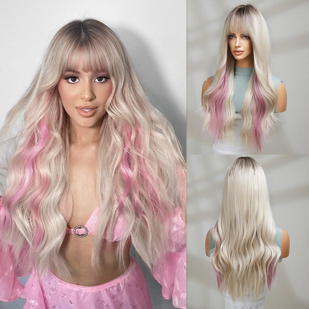Female Straight Bangs Big Wave Curly Hair Wig Long Curls