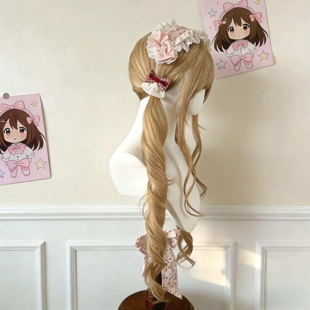 Curly Hair Straight Bangs Little Rose Roman Roll Wig Long Curls