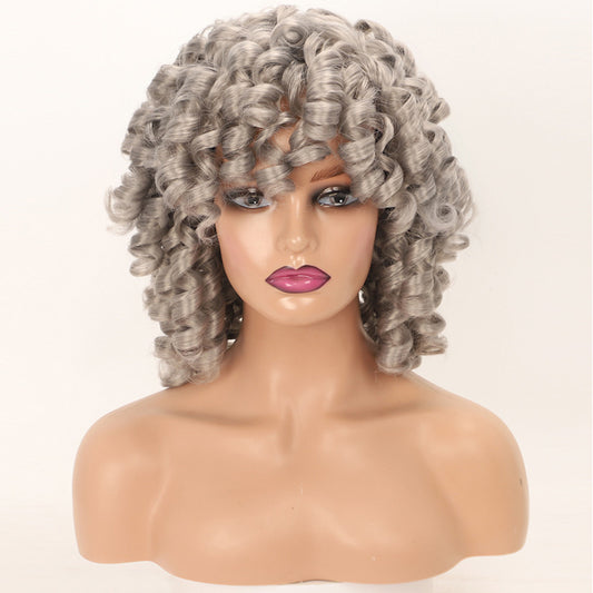 Chemical Fiber With Bangs Volume Nigeria Wig Short Curly Hair