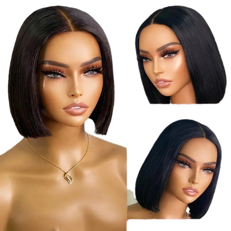 Durable Comfortable Cool Front Lace Natural Wig Short Straight Hair