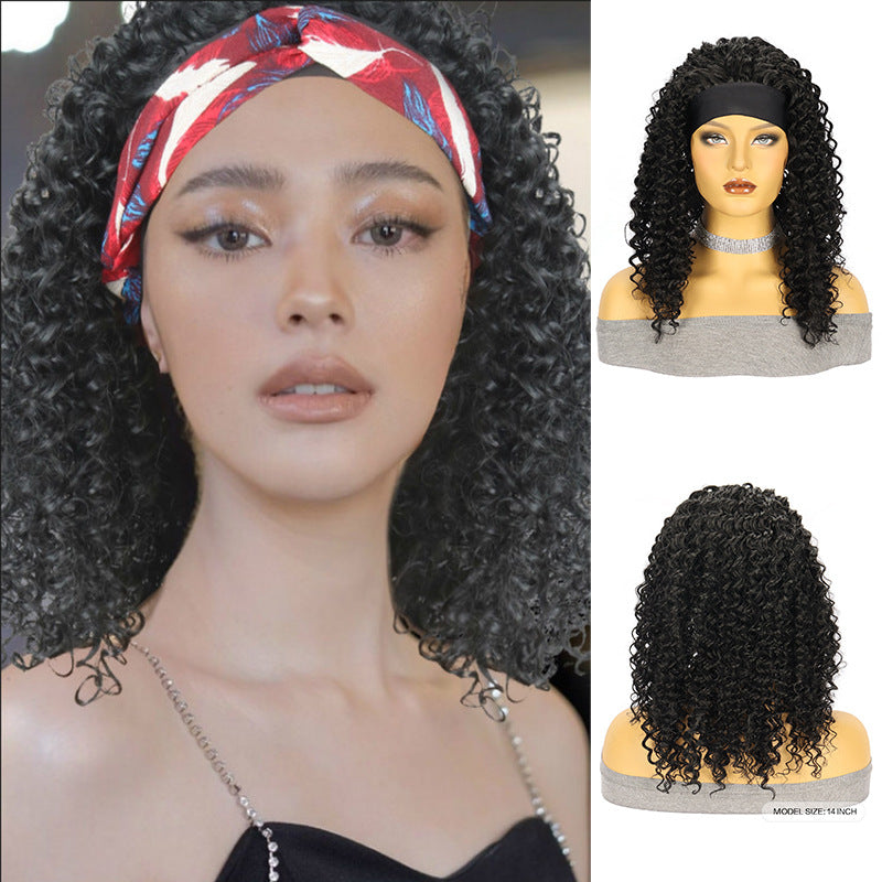 Headband Fashion African Small Fiber Synthetic Wig Short Curly Hair