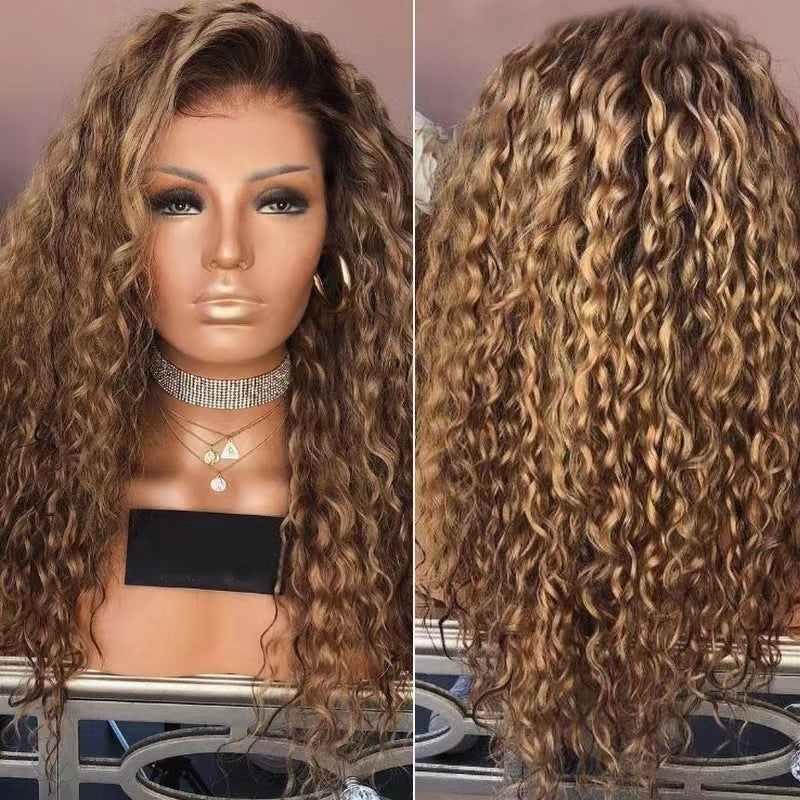 Women's Popular African Small Curly Hair Mixed Brown Dyed Chemical Fiber Wig Long Curls