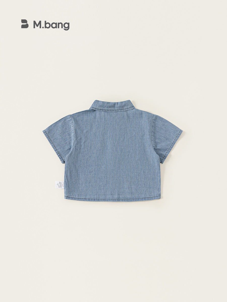 Children's Clothing Tops Summer Striped Printed Handsome Denim Wear Children's Shirt