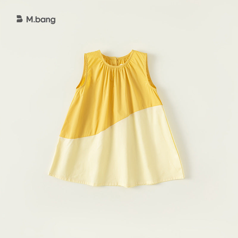 Children's Pastoral Style A- Line Skirt Color Matching Thin Sleeveless Children's Dress