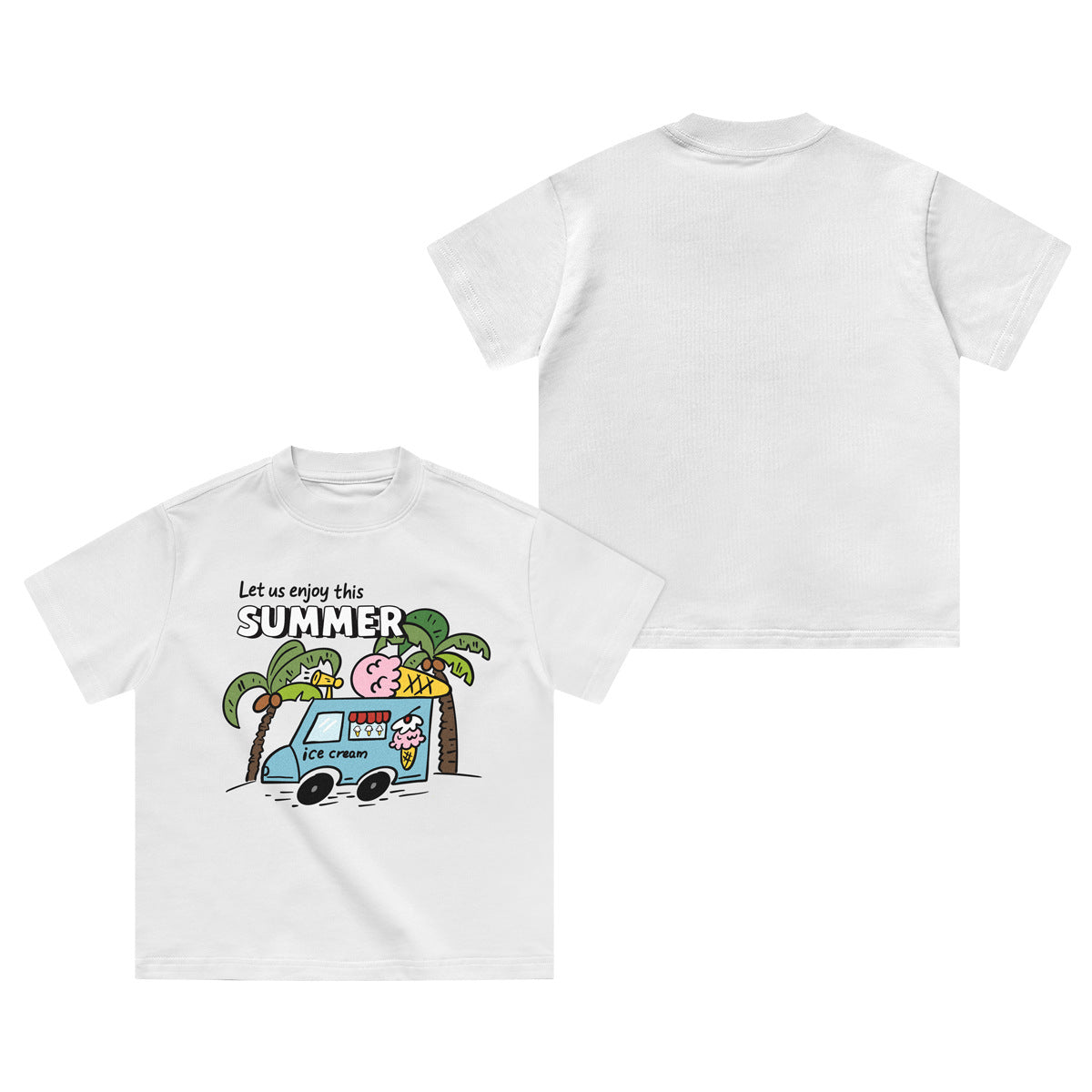 Children's Older Summer Print Cotton Clothes Heavy Short Sleeve Tops Children's T-shirt