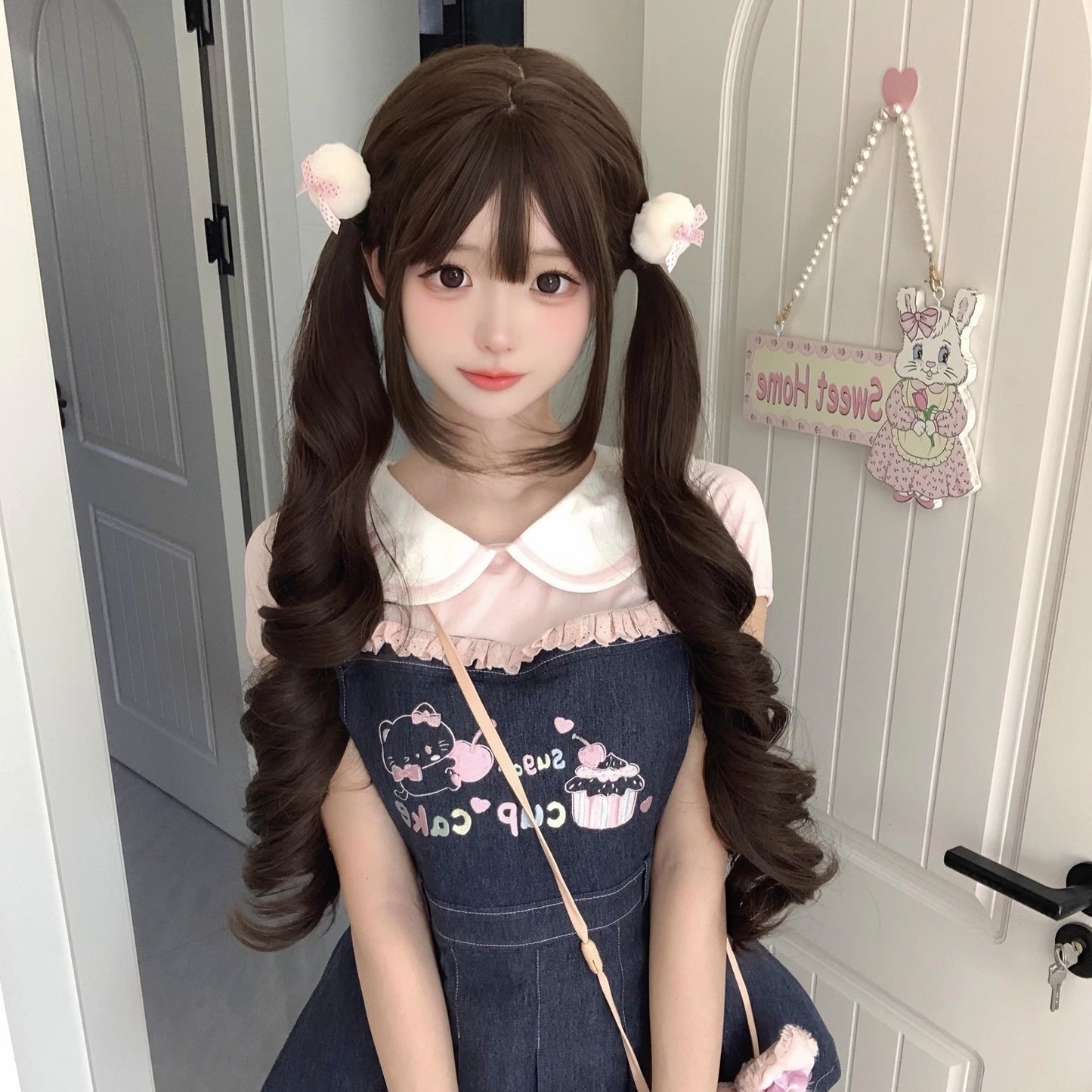 Double Ponytail Roman Curly Hair Finished Shape Wig Long Curls