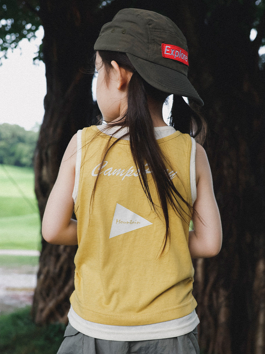 Children's Fake Two-piece Vest Summer Mountain Outdoor Sports Combed Cotton Sleeveless Children's T-shirt