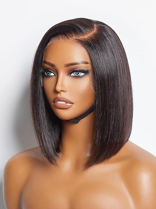 Women's Chemical Fiber Fringe Chestnut Brown Wave Head Wig Short Straight Hair