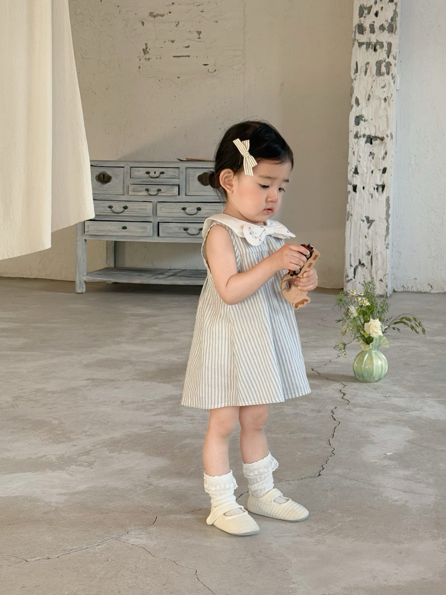 Summer Infant Korean Style Striped Sleeveless Children's Dress