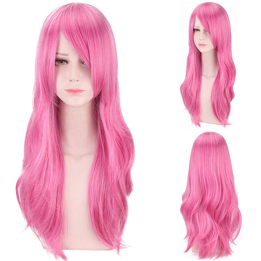Bones Knife He Pink Side Bangs Long Straight Cos Wig