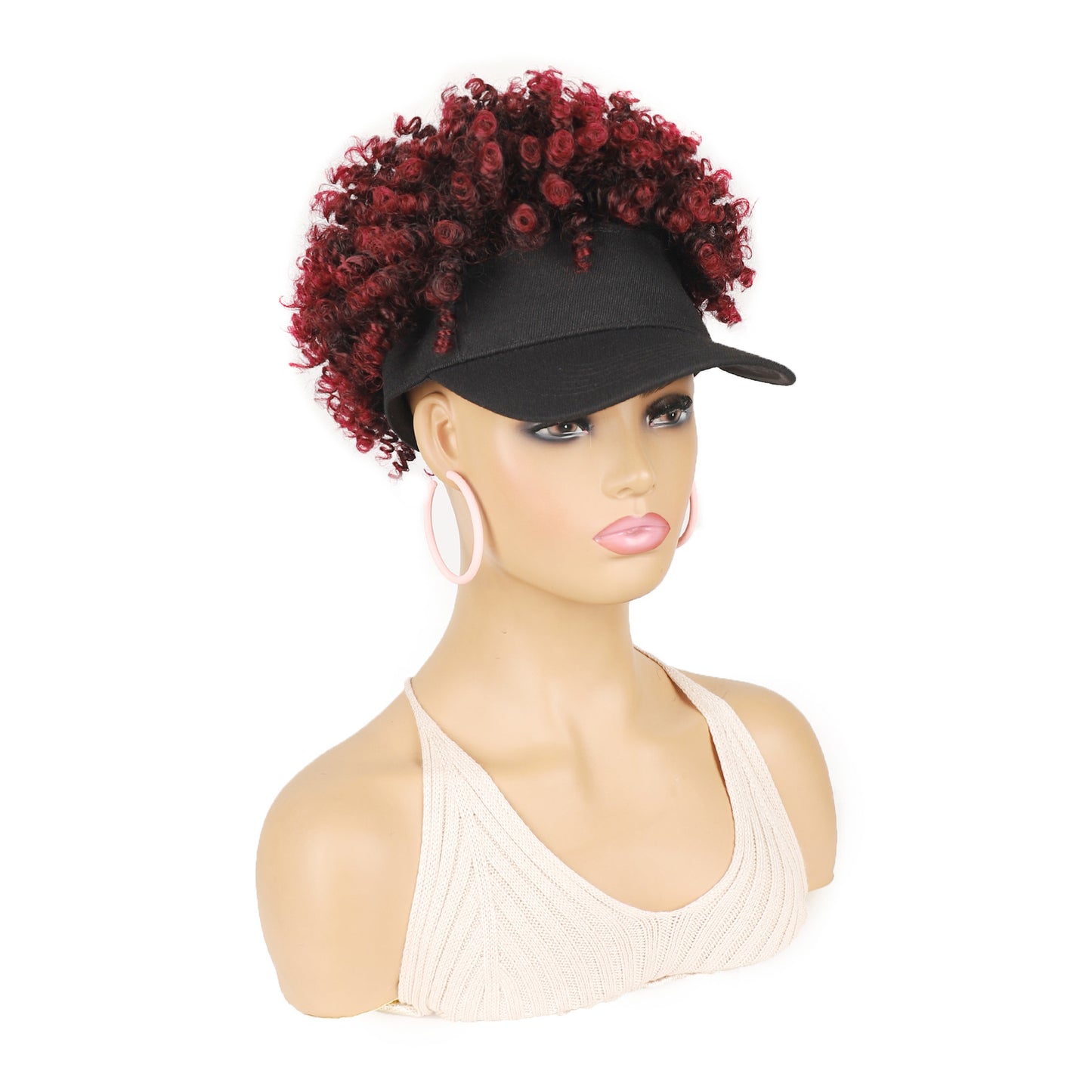 Women's Hat Small Roll Head Cover Screw Spring Wig Short Curly Hair