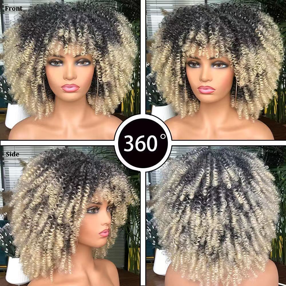 Micro Volume Afro Head Cover African Small Wig Short Curly Hair