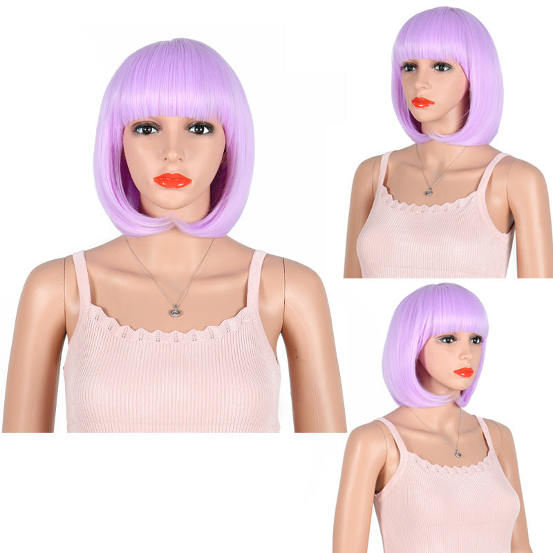 Creative Colorful Cartoon Animation Bangs Wave Wig Short Straight Hair