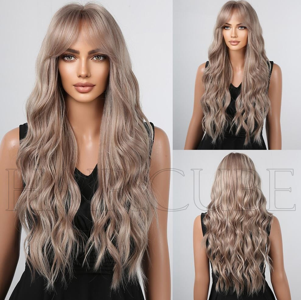 Small Lace Mechanism Head Cover Female Full Type Wig Long Curls