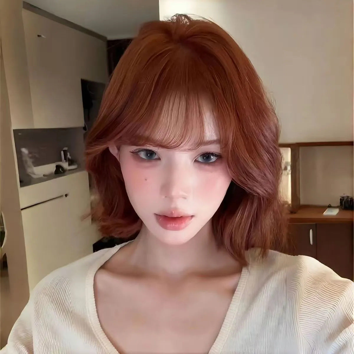 Female Han Man High Warped Youthful Korean Wig Short Curly Hair