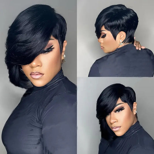 Women's Fashion Synthetic Wigs Black Partial Wig Short Curly Hair