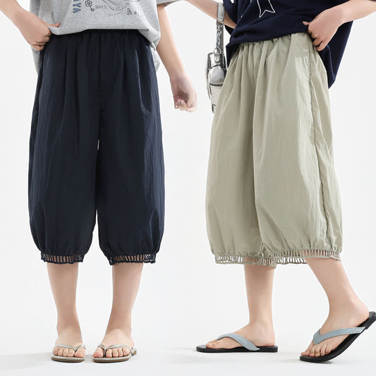 Children's Junior High School Cropped Summer Middle Big Large Size Loose Children's Pants
