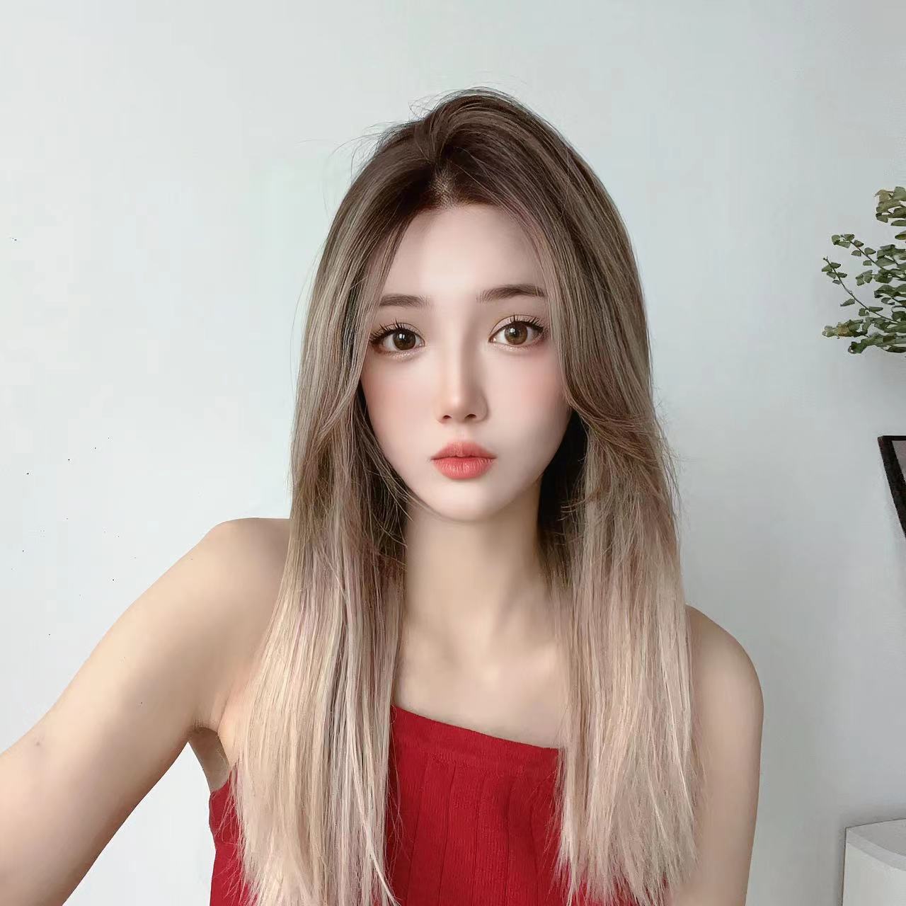 Lace Hand-woven Front Female Curly Hair Straight Simulation Air Wig Long Curls