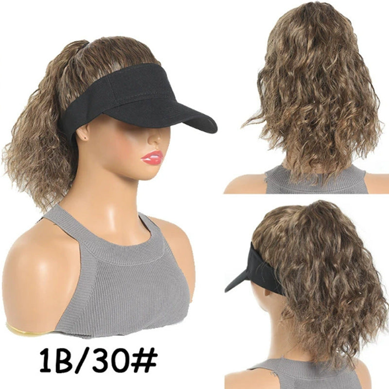 Women's Hat All-in-one Fashion Trendy Corrugated Curly Hair Air Top Wig Ponytail