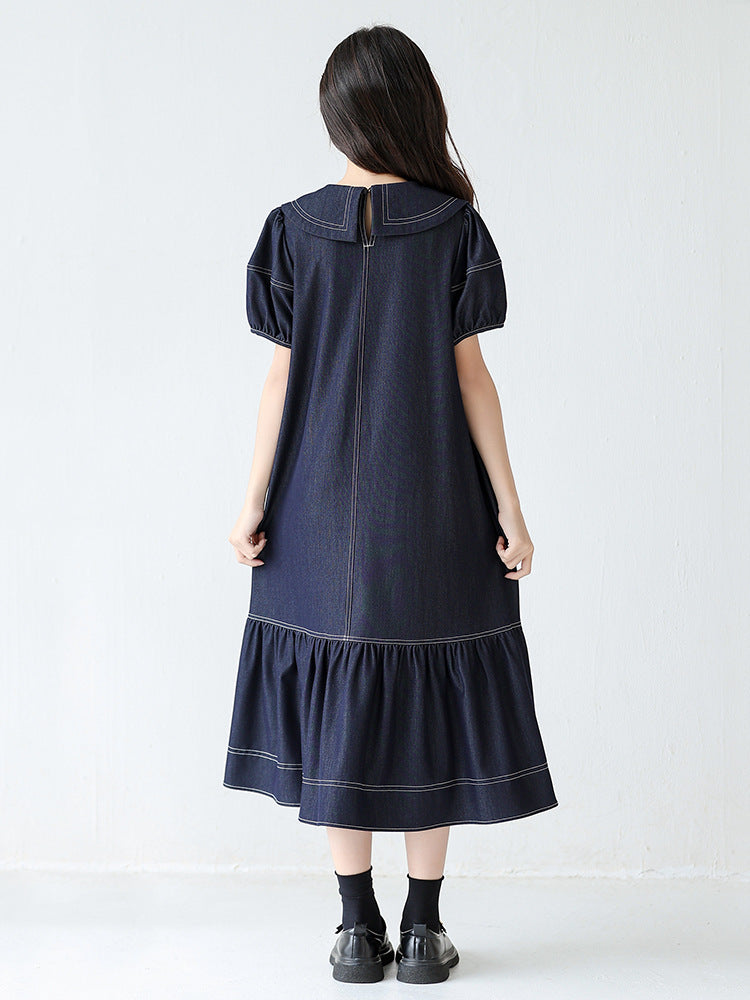 Children's Denim Skirt Summer Doll Collar Retro Children's Dress