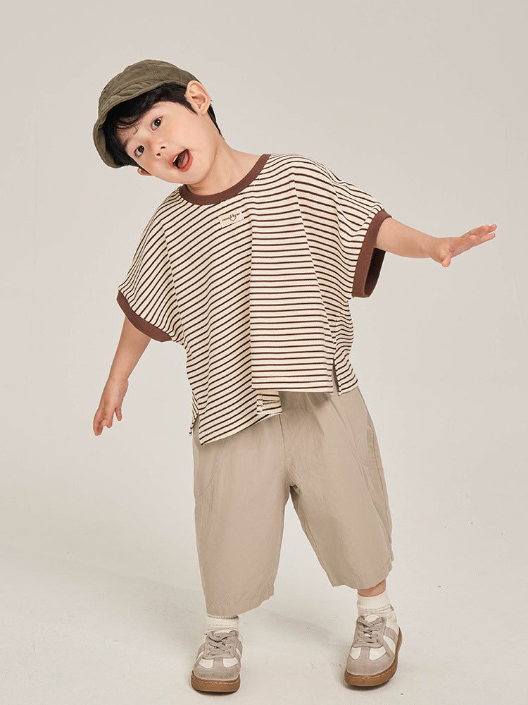 Children's Short-sleeved Summer Striped Half Sleeve Top Children's T-shirt