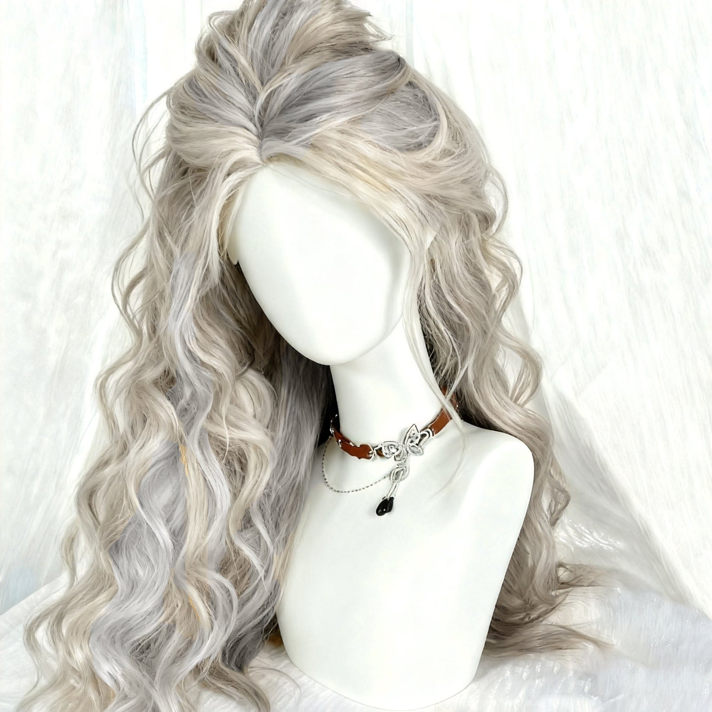 Female Forehead Lace Curly Hair Bangs Long Straight Wig