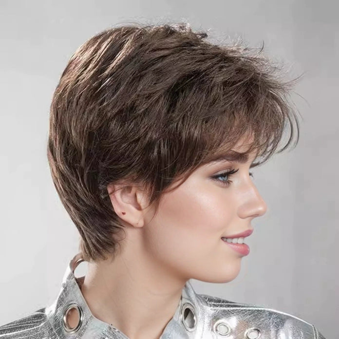 Women's Straight Natural Texture Fluffy Rose Net Wig Short Curly Hair