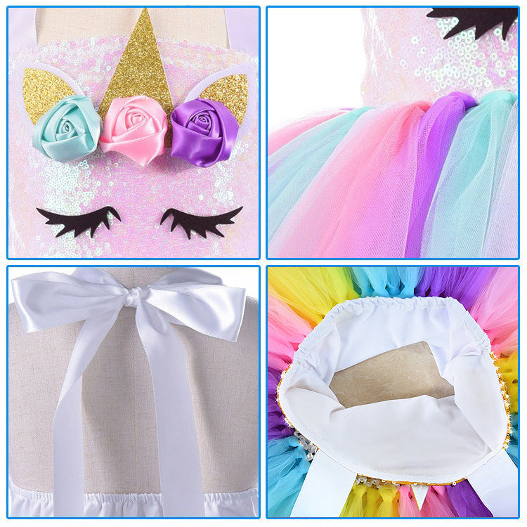 Unicorn Halloween Costume Princess With Lining Children's Dress