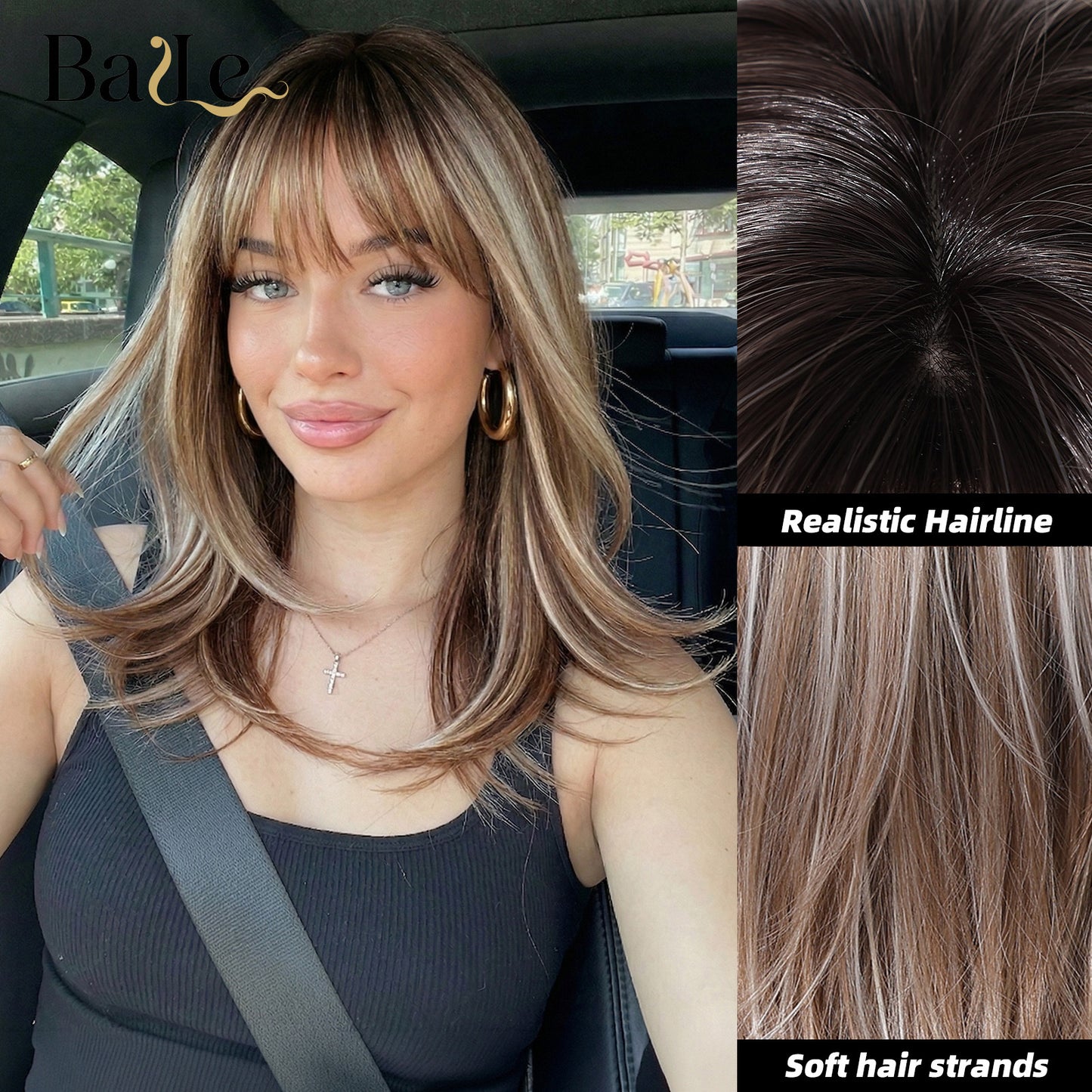 Honey Brown Gradient Level Valgus High Temperature Resistant Wig Long Curls