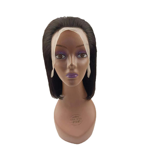 Women's African Lace Style Full Human Inch Wig Short Straight Hair