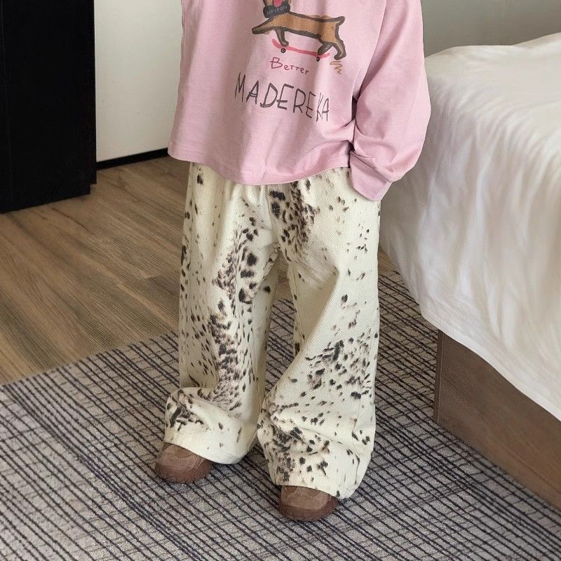 Children's Print Jeans Autumn Loose Straight Spring Children's Pants