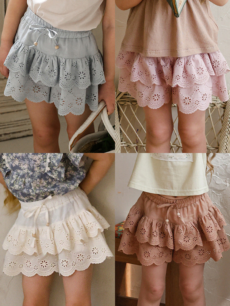 Summer Strawberry Shan Western Style Embroidered Children's Pants