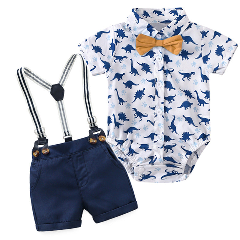 Boy Summer Short Sleeved Kazakhstan Shorts Gentleman Children's Suit