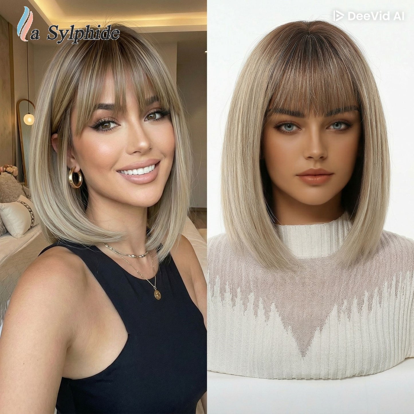Full Head Cap Imitation Human Natural Top Wig Short Straight Hair