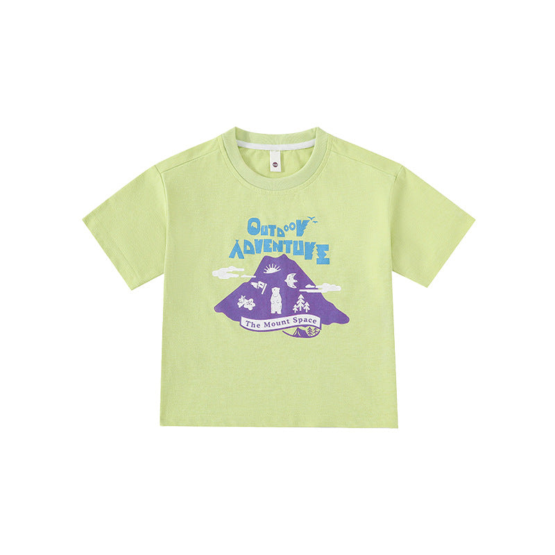 Children's Lightweight Breathable Short-sleeved Mulberry Cotton Outdoor Sports Half Sleeve Children's T-shirt